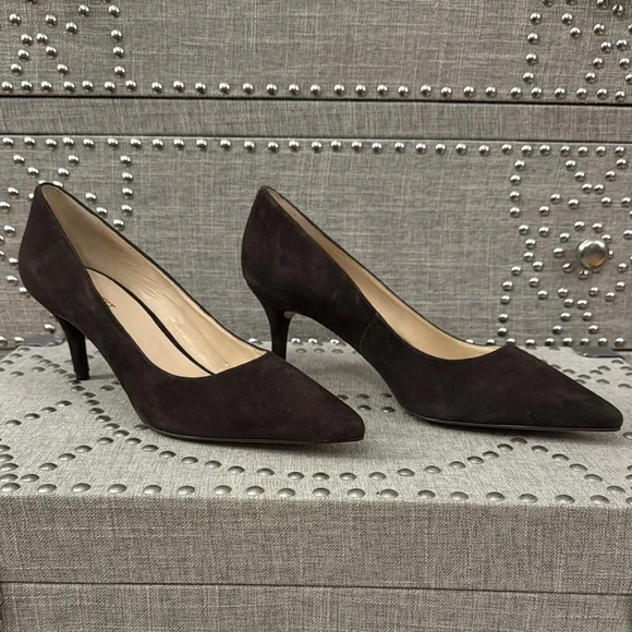 Nine West Margot Women's Kitten Heels Suede Brown Pumps - Picture 4 of 9